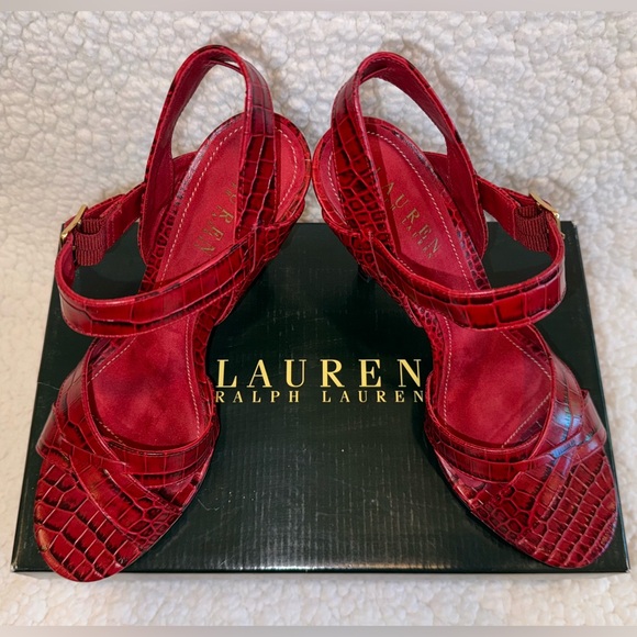 NEW Ralph Lauren - Lauren alligator open toe Sandals - Picture 9 of 13